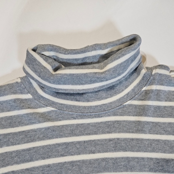 L.L.‎ Bean Turtleneck Womens XL Gray White Striped Cozy Knit Shirt Winter Top - Picture 7 of 7